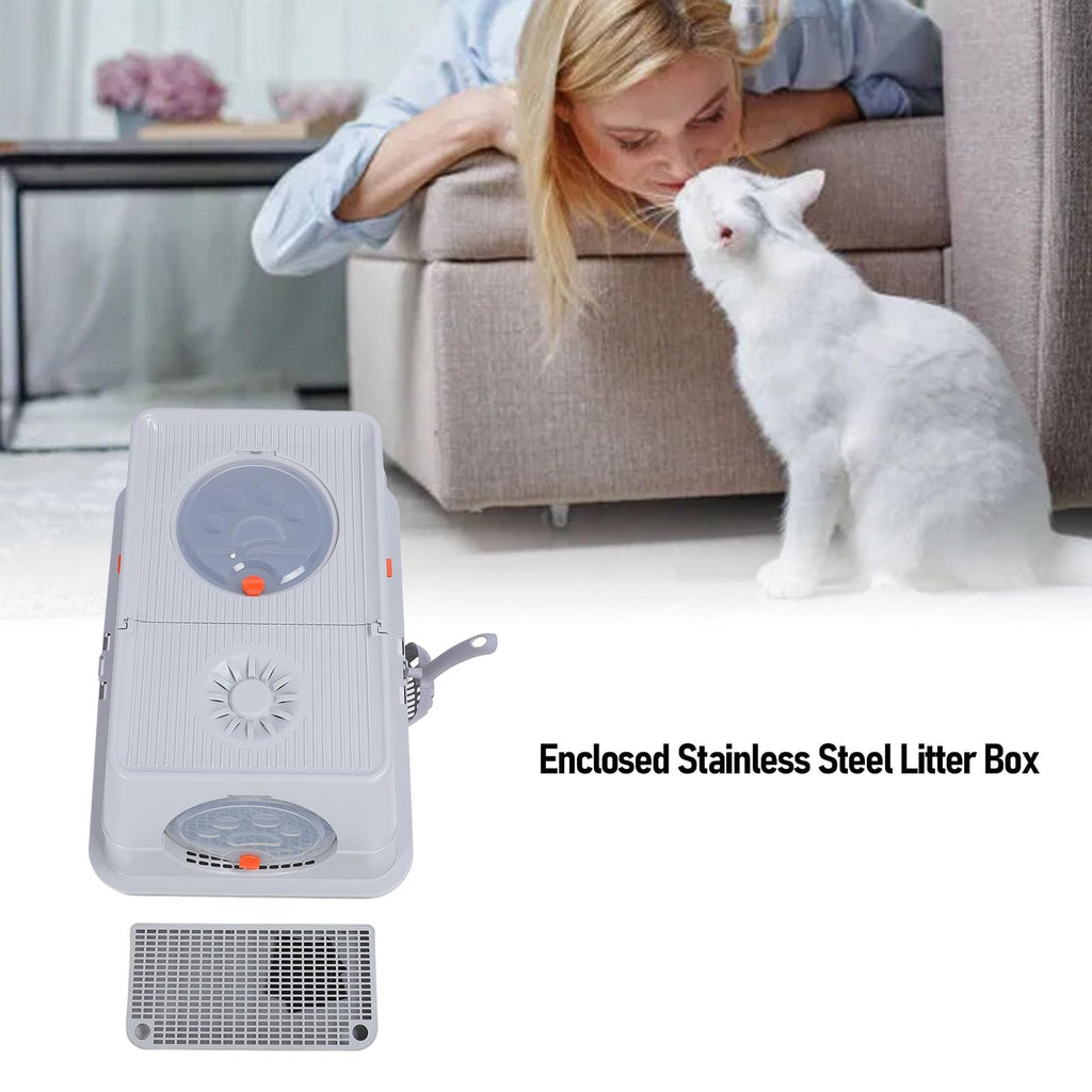 Enclosed Stainless Steel Extra Large Cat Litter Box Y1658
