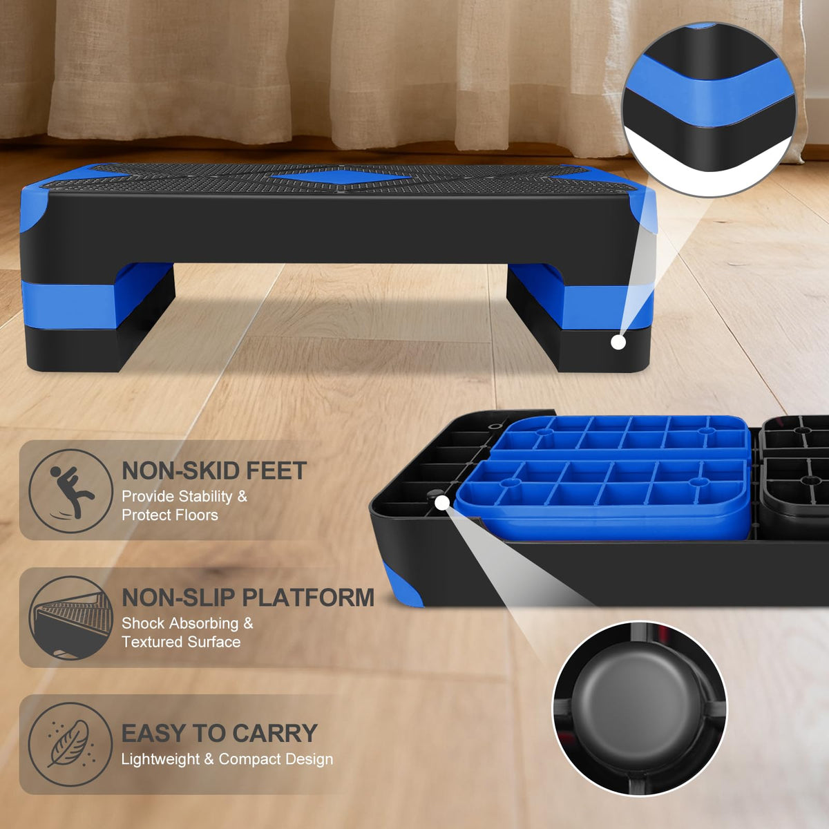 27" Adjustable Aerobic Step Platform with 4 Risers B676