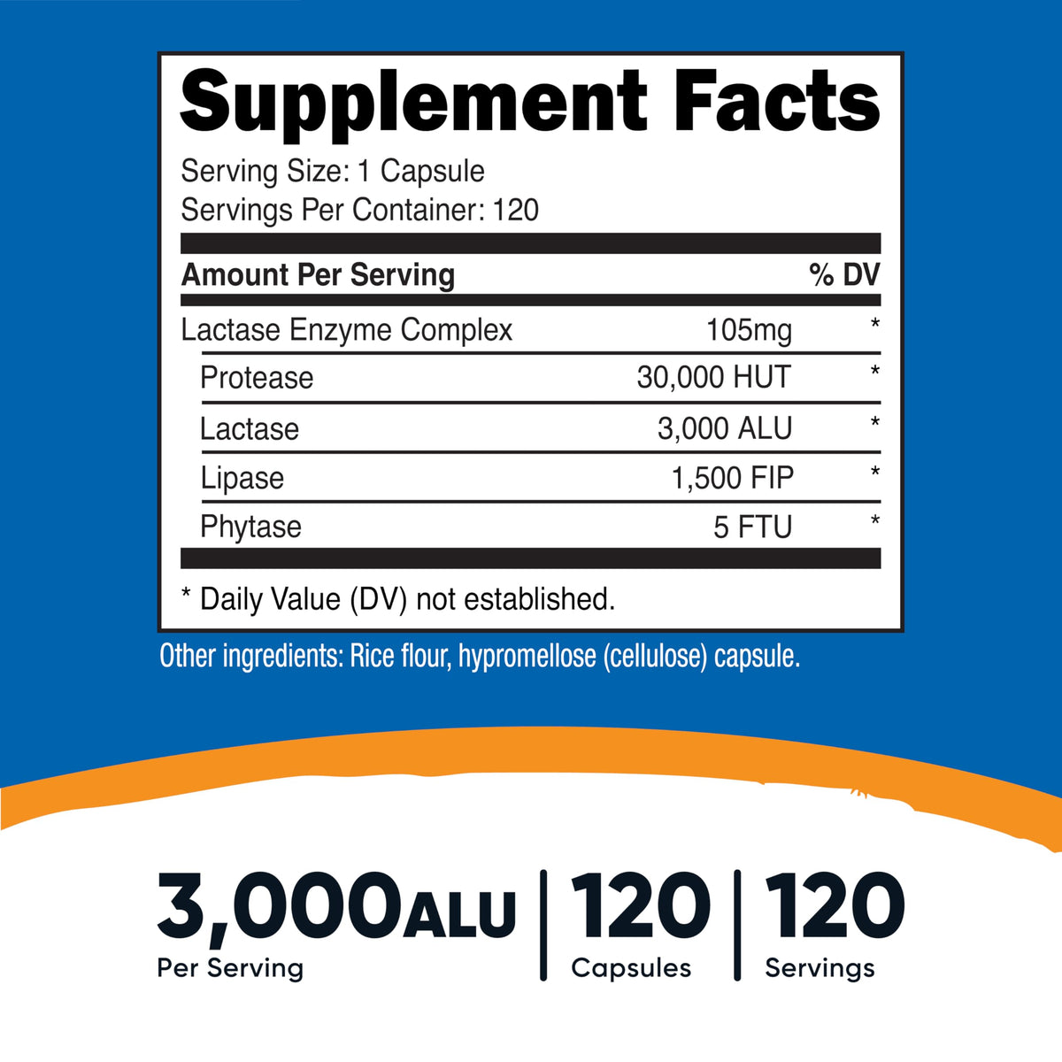 Lactase Enzyme Complex 120 Capsules Gluten-Free Q7030