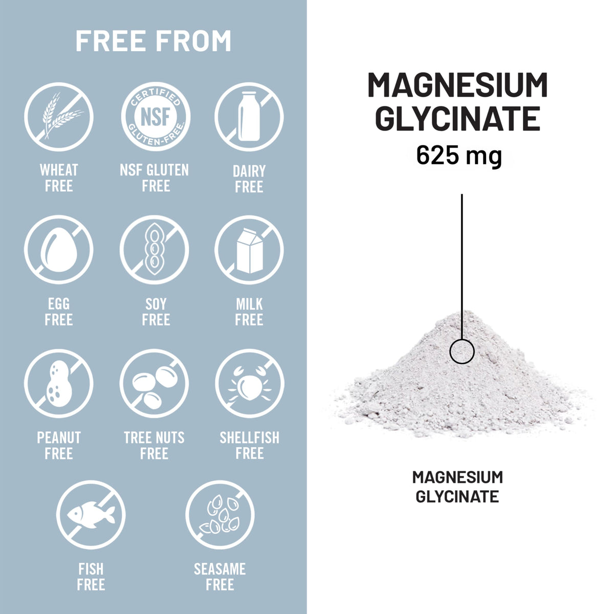 Magnesium Glycinate 625 mg Vegan 30 Capsules T8573