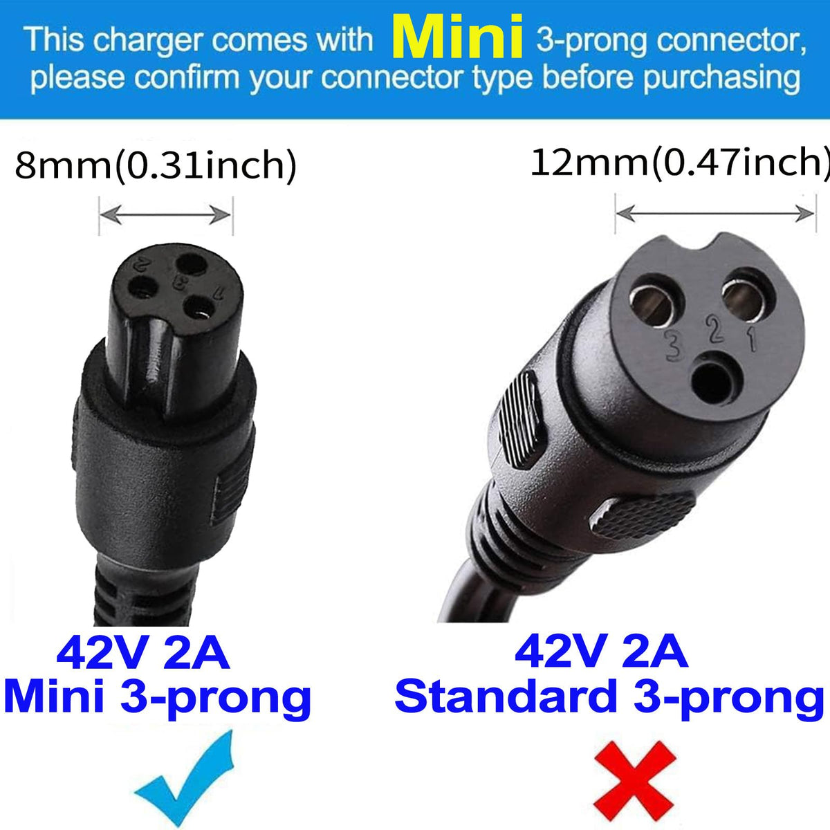 42V 2A Power Adapter with 3-Prong Inline Connector D7002