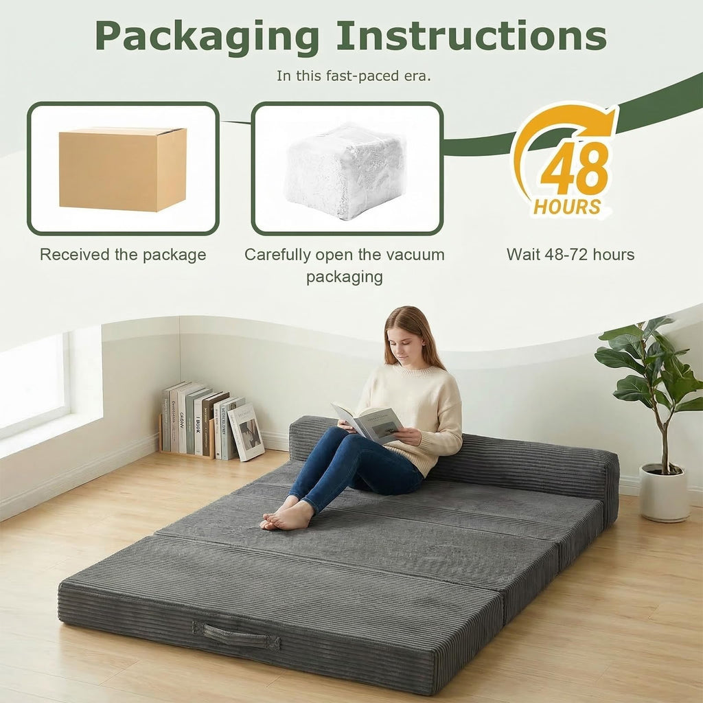6 inch Tri-Folding Full Size Grey Mattress R627559