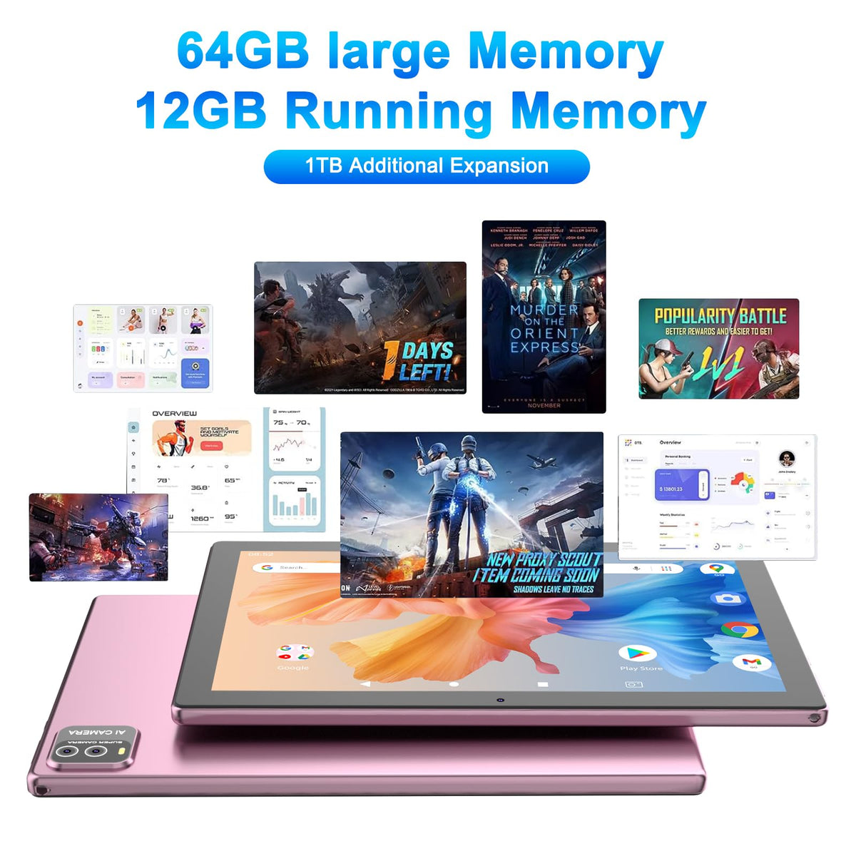 10 Inch Android Tablet with Keyboard 12GB RAM 64GB ROM Z5310