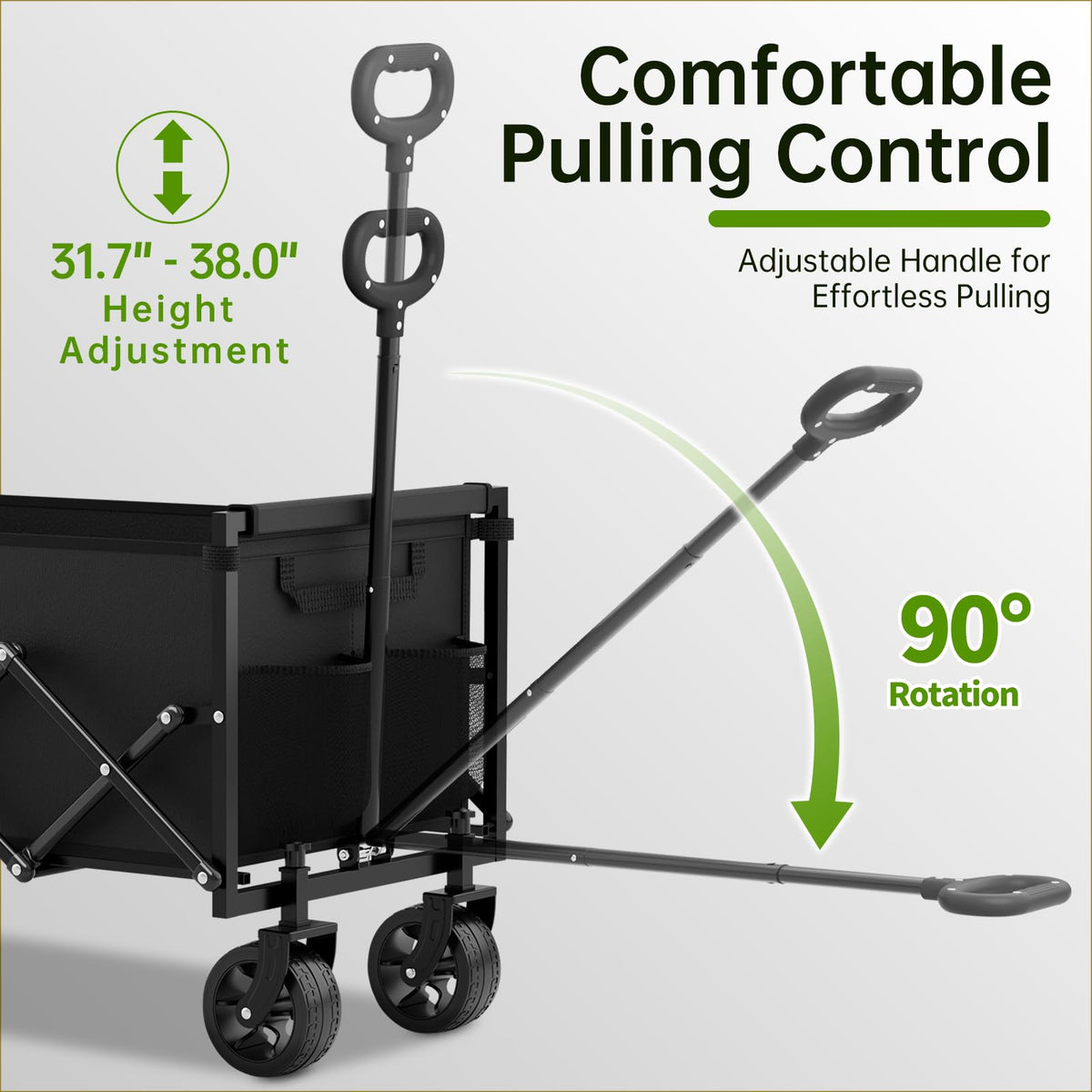 34" Extra Long Collapsible Wagon Cart, 360LBS Capacity, Black P89272