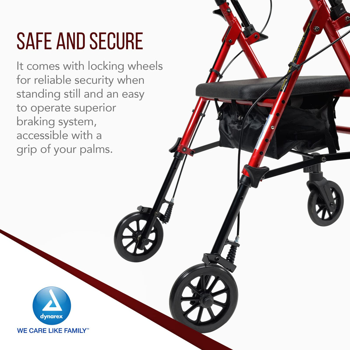 Foldable Aluminum Rollator with Adjustable Seat and Detachable Caster, Red O586579