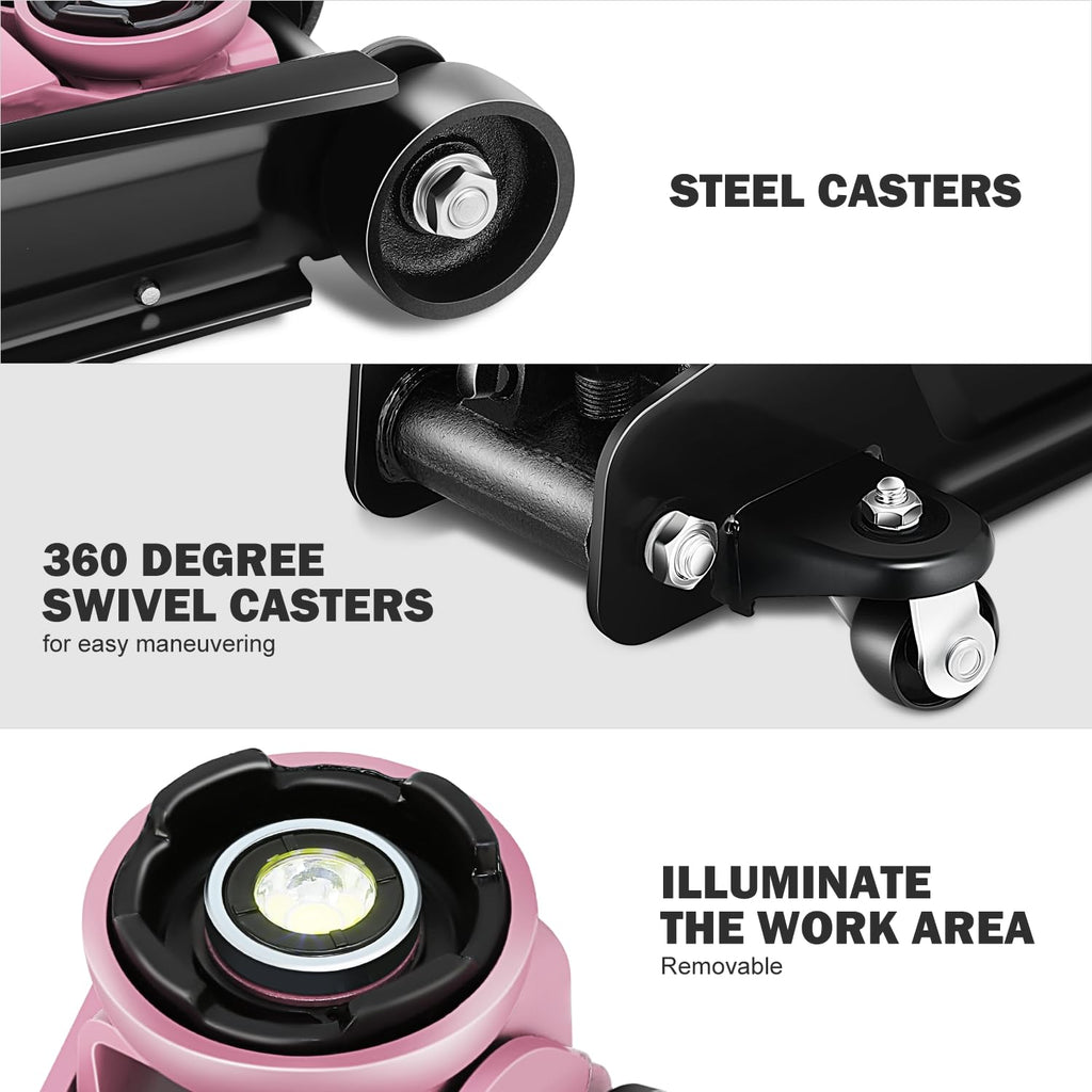 Low Profile Hydraulic Trolley Floor Jack 2.5 Ton Pink B86363