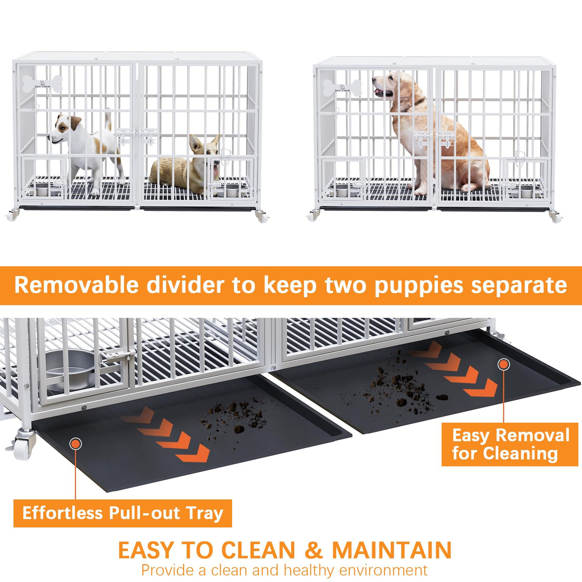 42" Heavy Duty Metal Dog Crate with Divider T7167