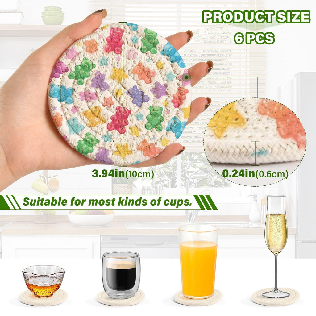 Coasters Set of 6 Colorful Gummy Bears Stars I32143