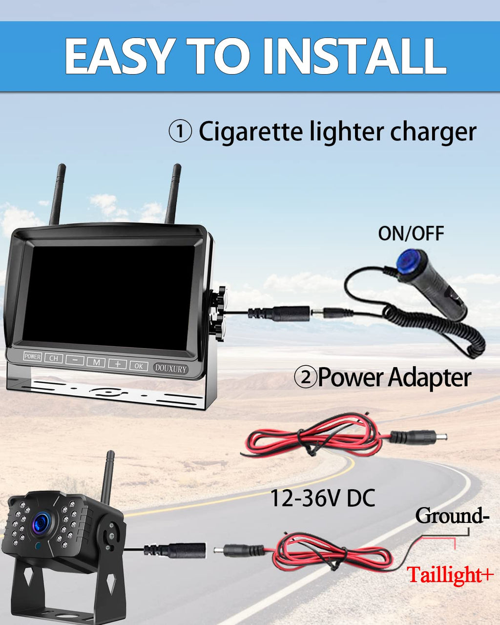 IP69 Waterproof HD 1080P Wireless Backup Camera System with 7" Monitor K775