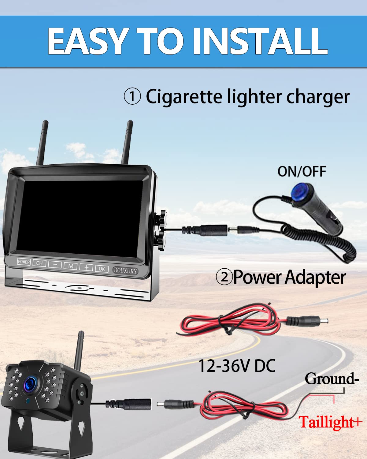IP69 Waterproof HD 1080P Wireless Backup Camera System with 7" Monitor K775