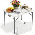 34" Folding Card Table Heavy Duty Plastic Square Table with Handle and Lock C8000