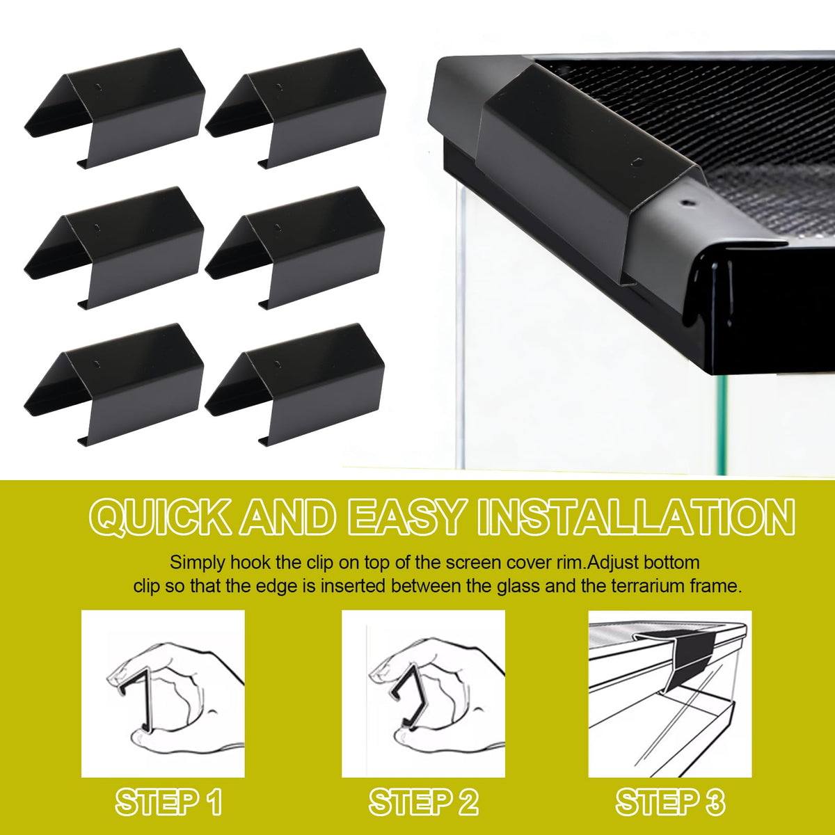 Heavy Duty Screen Clips for Reptile Terrarium Covers P99581