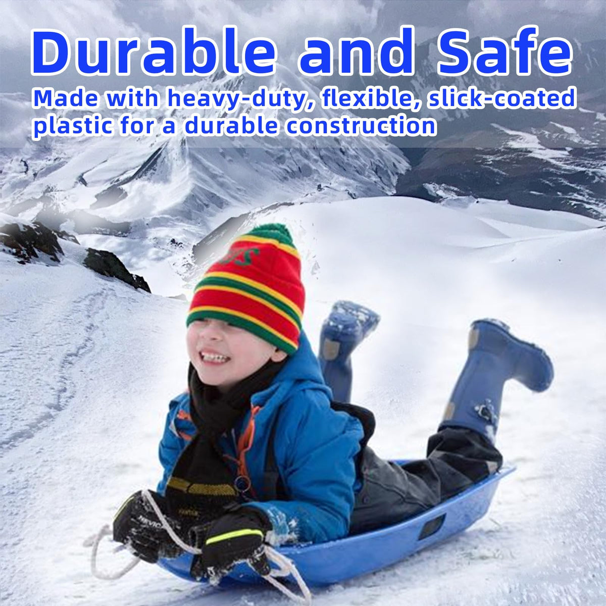 35 inch Plastic Snow Sled with Leash and 2 Handles F32247
