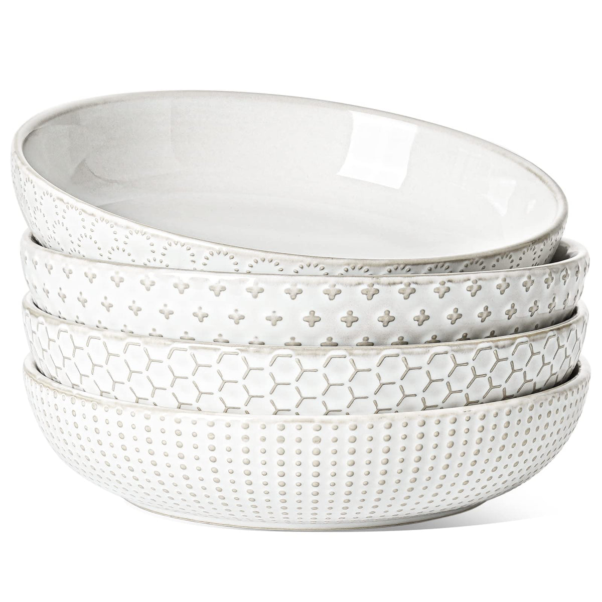 36 oz Ceramic Pasta Bowl Set of 4, Arctic White N796