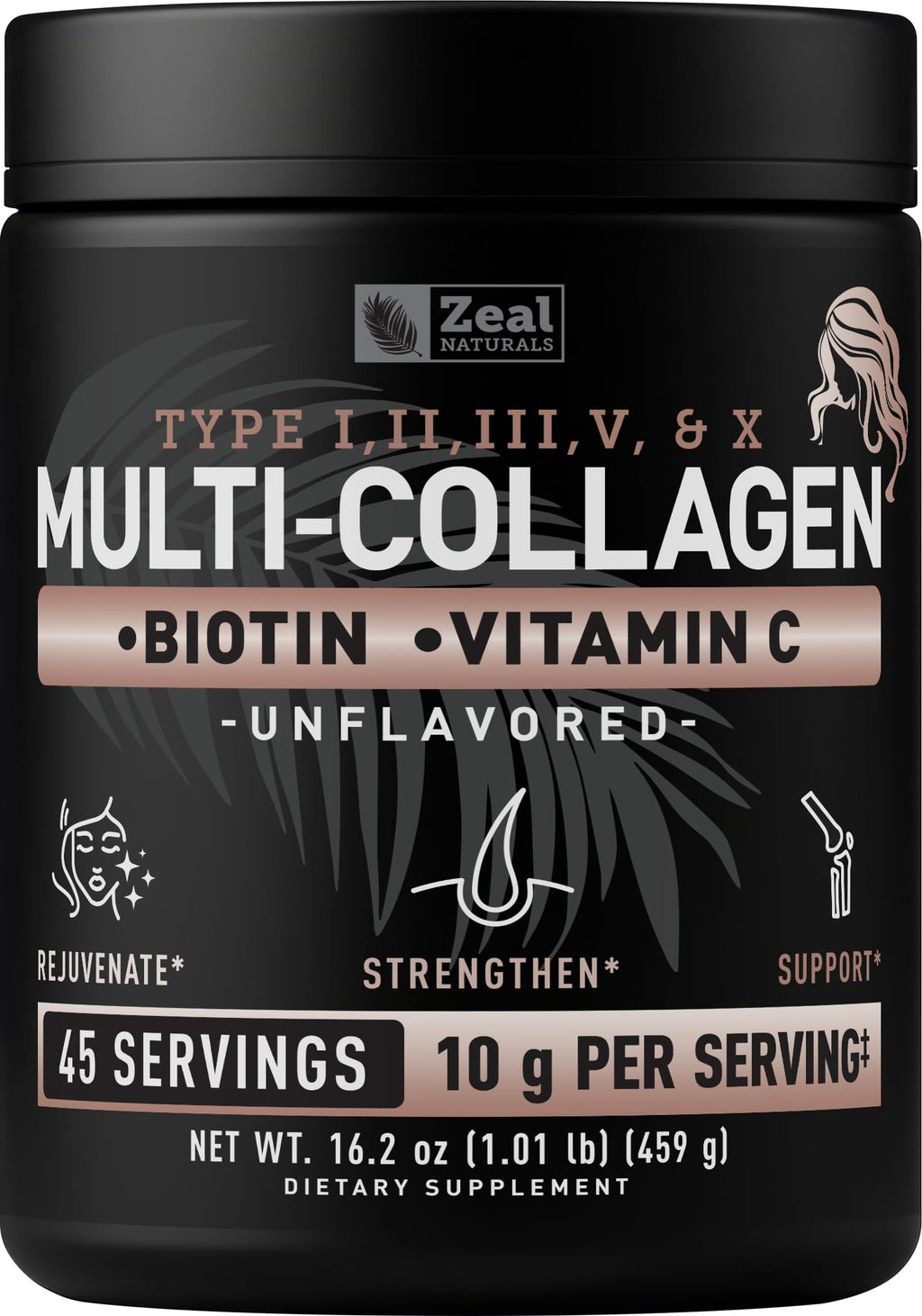 Multi Collagen Protein Peptides Powder Types I II III V X Unflavored 45 Servings N69809