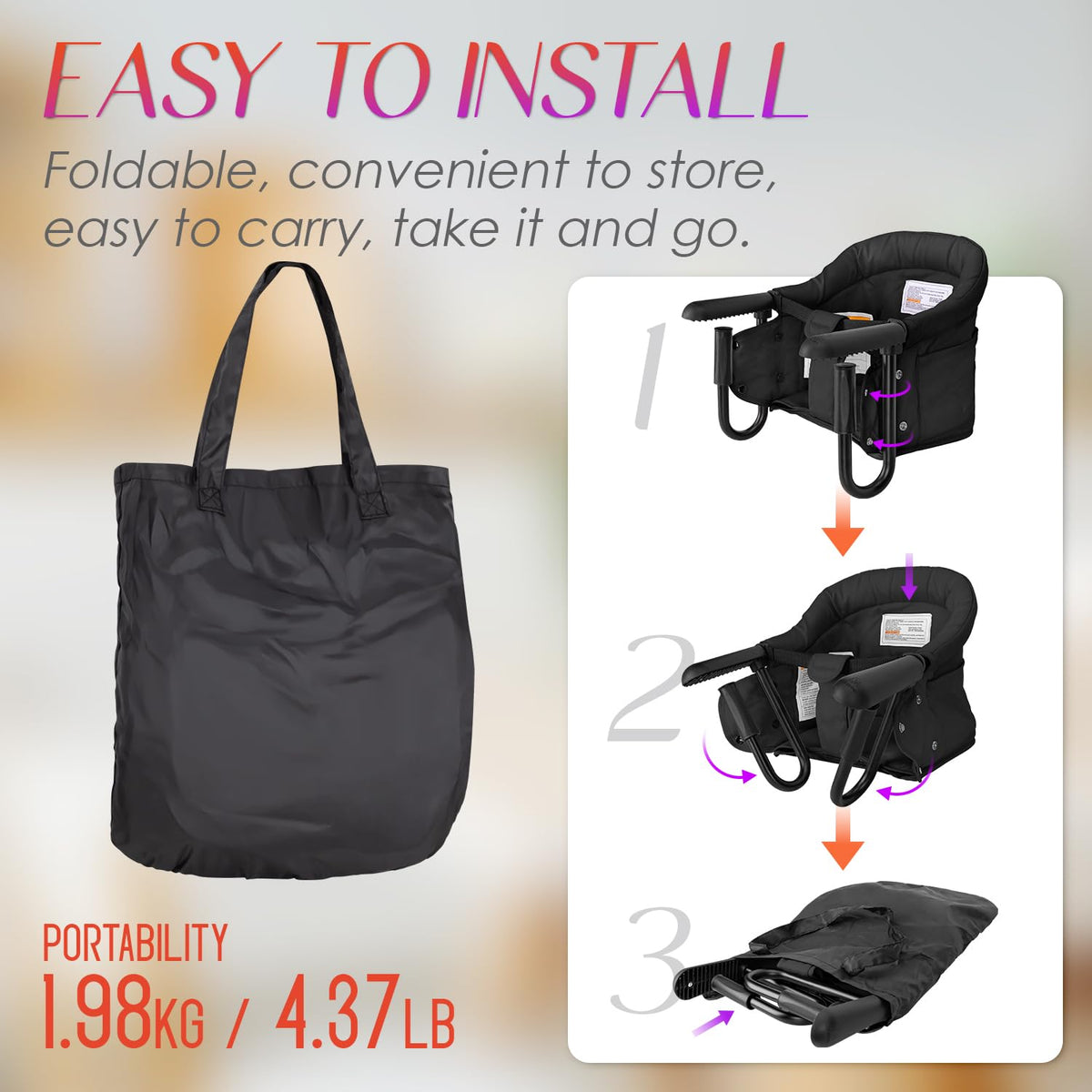 Portable Foldable High Chair with Storage Bag D79888