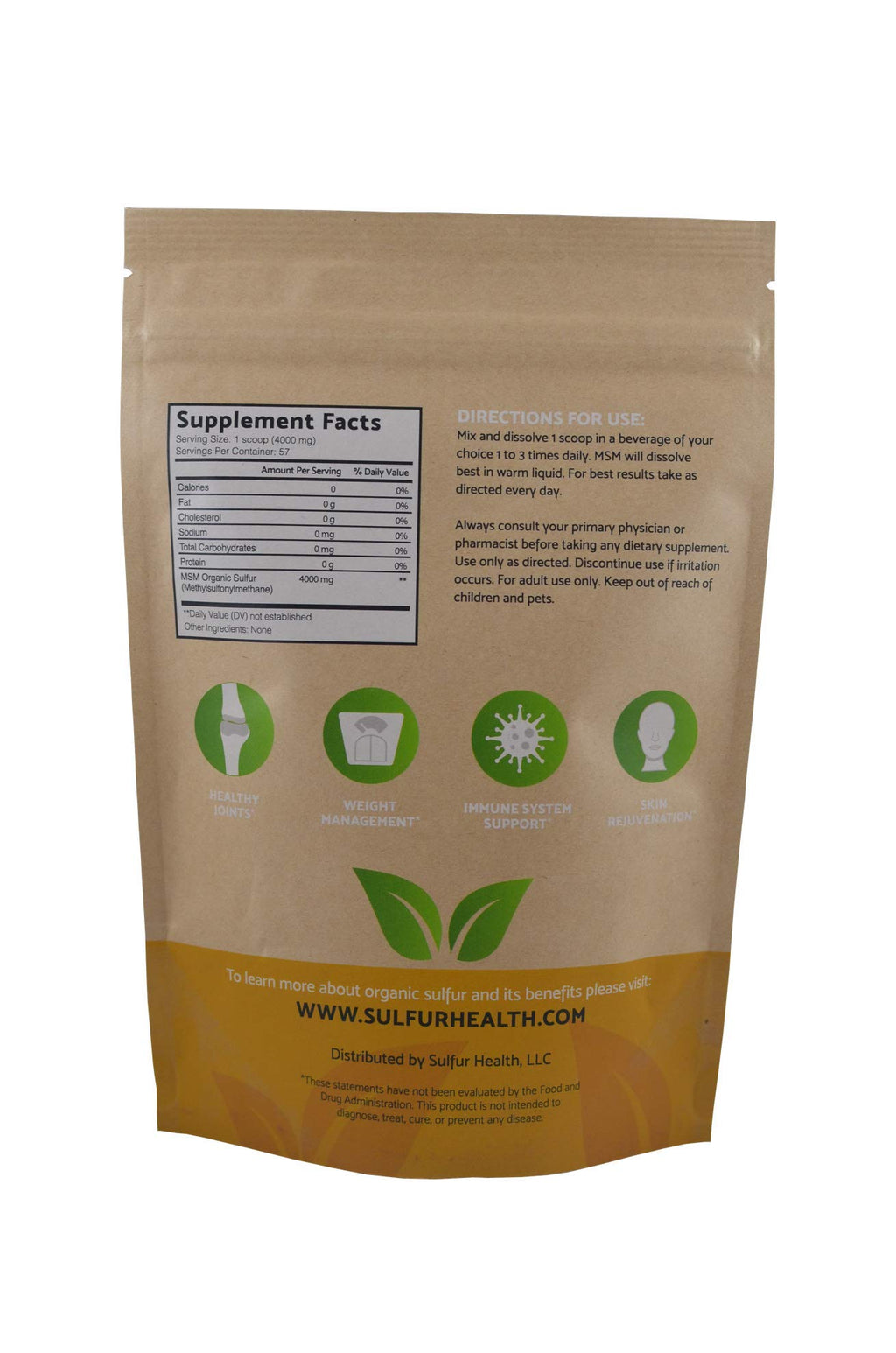 Organic Sulfur MSM Supplement 1 Pound N555935
