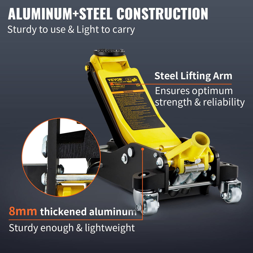 3 Ton Low Profile Aluminum Steel Floor Jack W228628