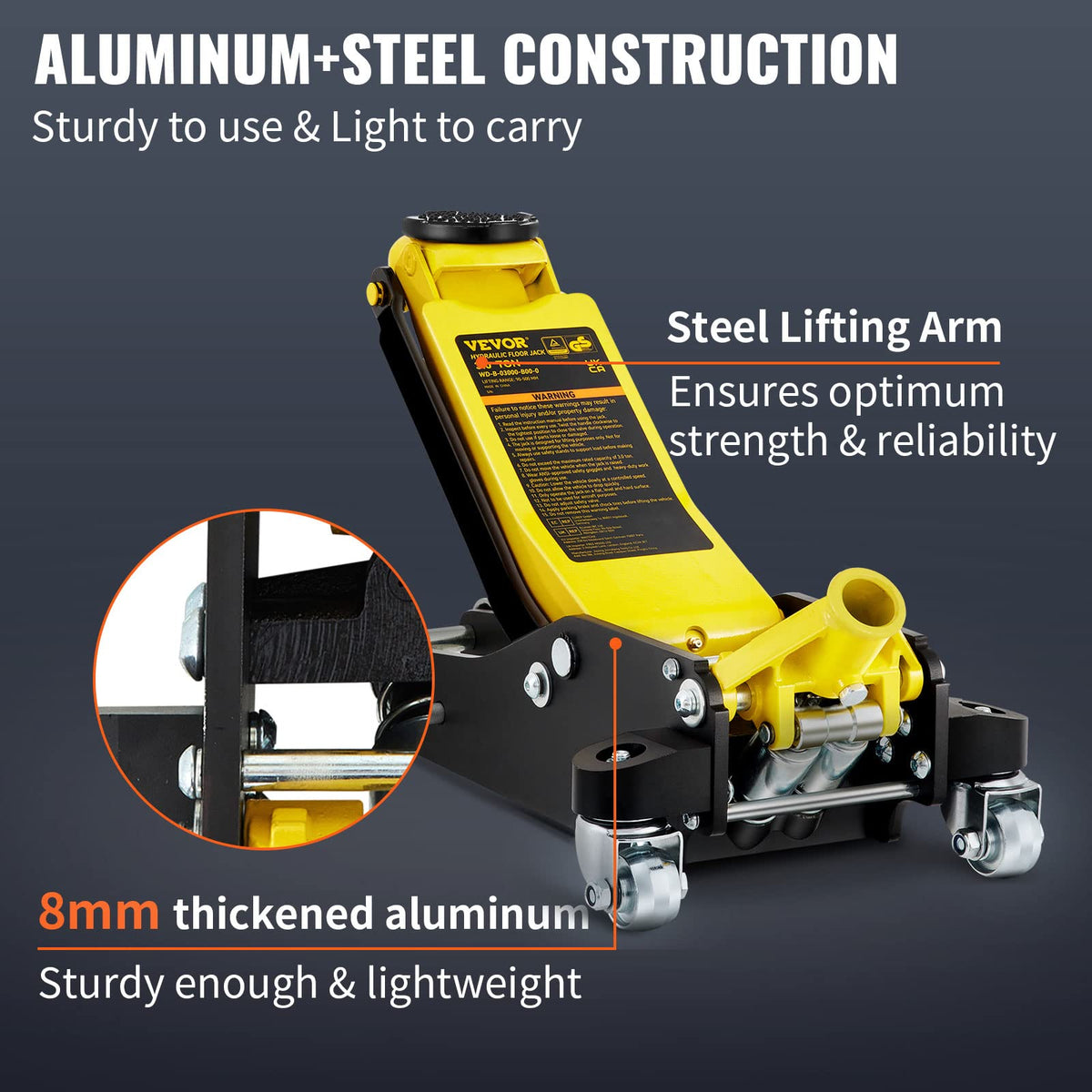 3 Ton Low Profile Aluminum Steel Floor Jack W228628