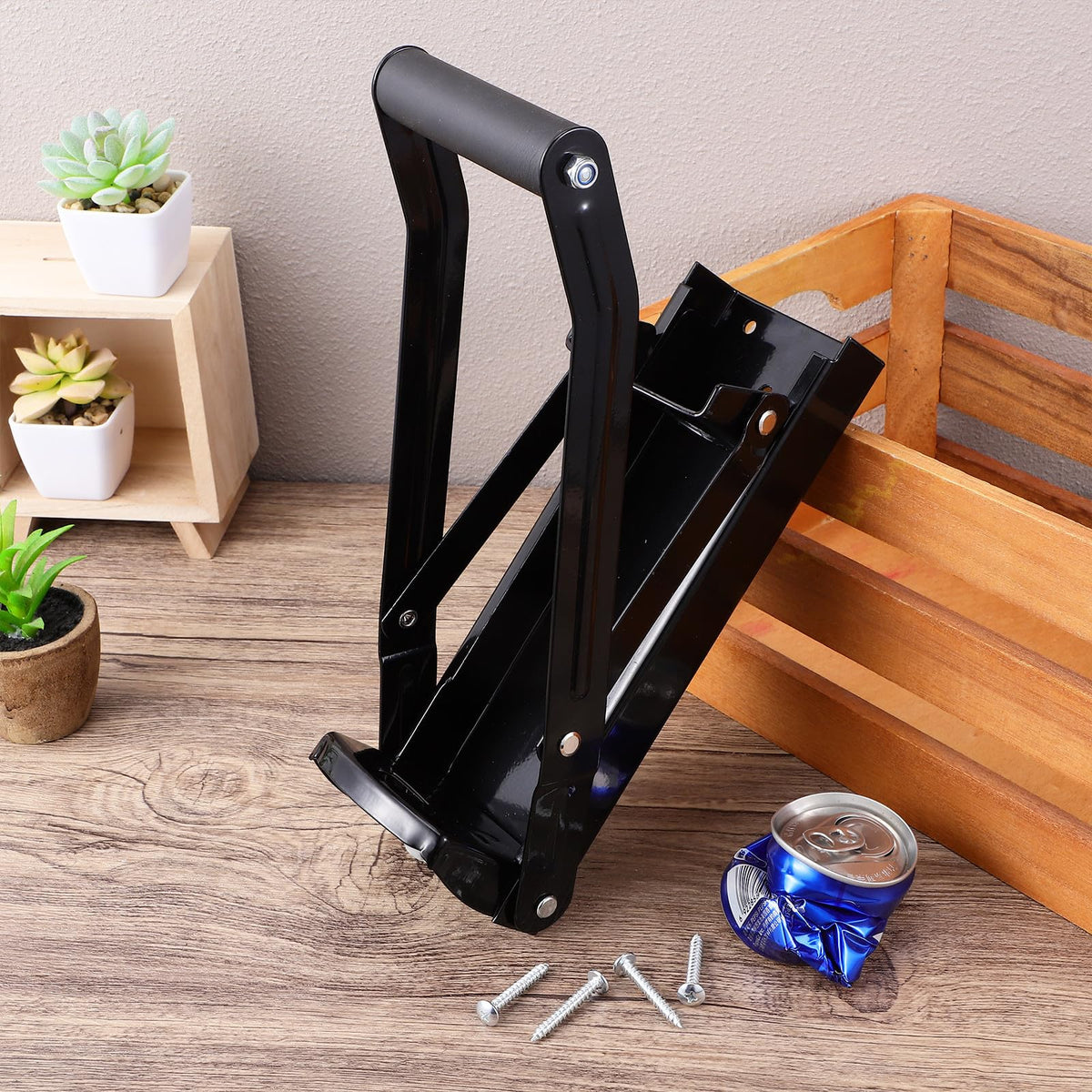 Wall Mounted Stainless Steel Can Crusher with Bottle Opener I57288
