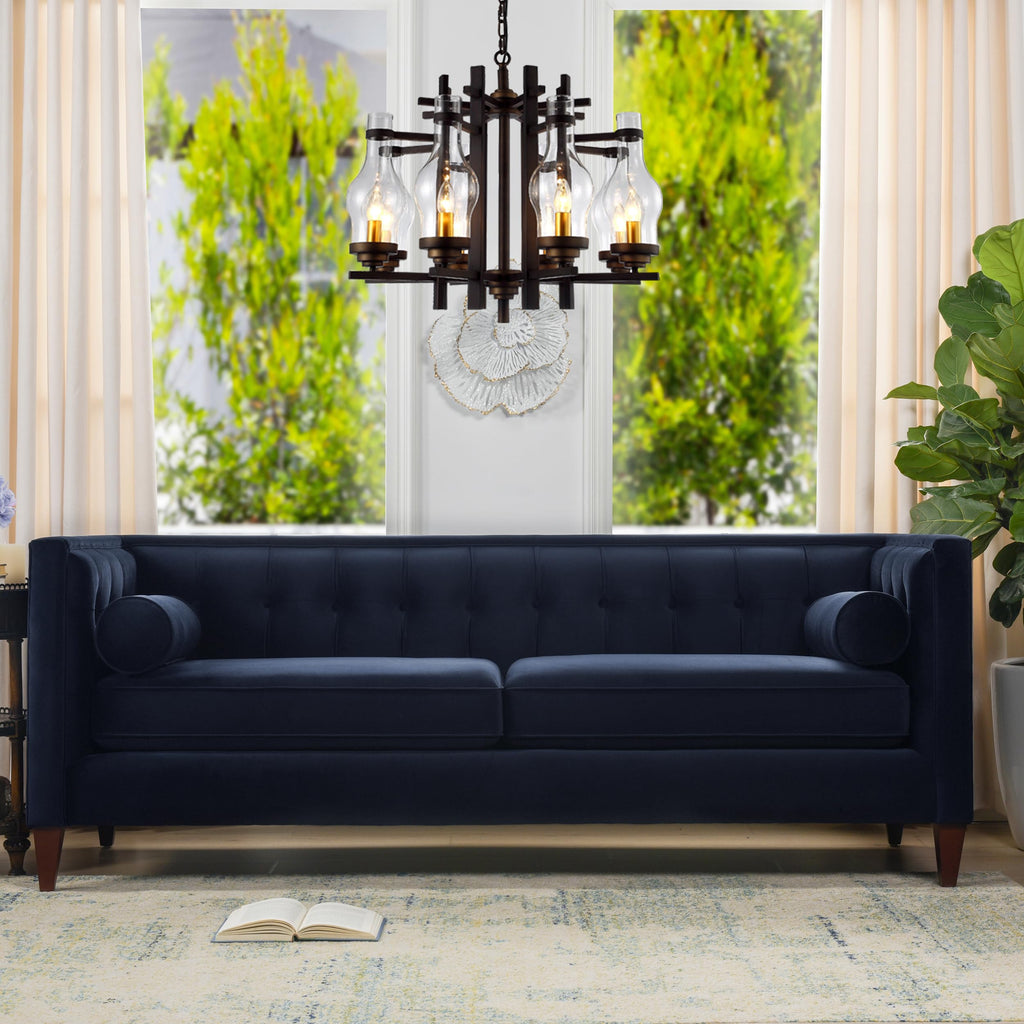 Dark Navy Blue Performance Velvet Tufted Sofa P20208