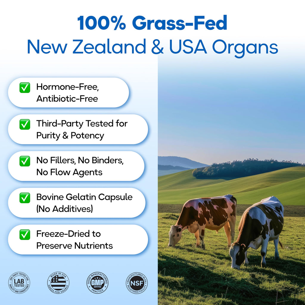 Grass Fed Beef Organ Supplement 3000mg 8 Organs 120 Capsules K357215
