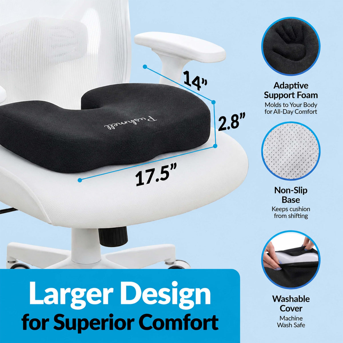 Memory Foam Gel Seat Cushion with Extra Cover V3756