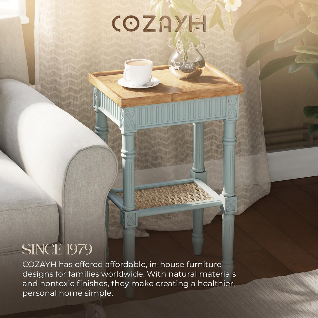 Pale Mint Blue Tray Top End Table V3194