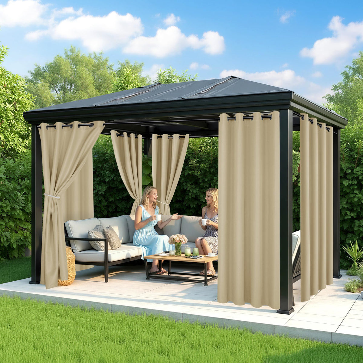 Waterproof Outdoor Curtains 6 Panels F28056