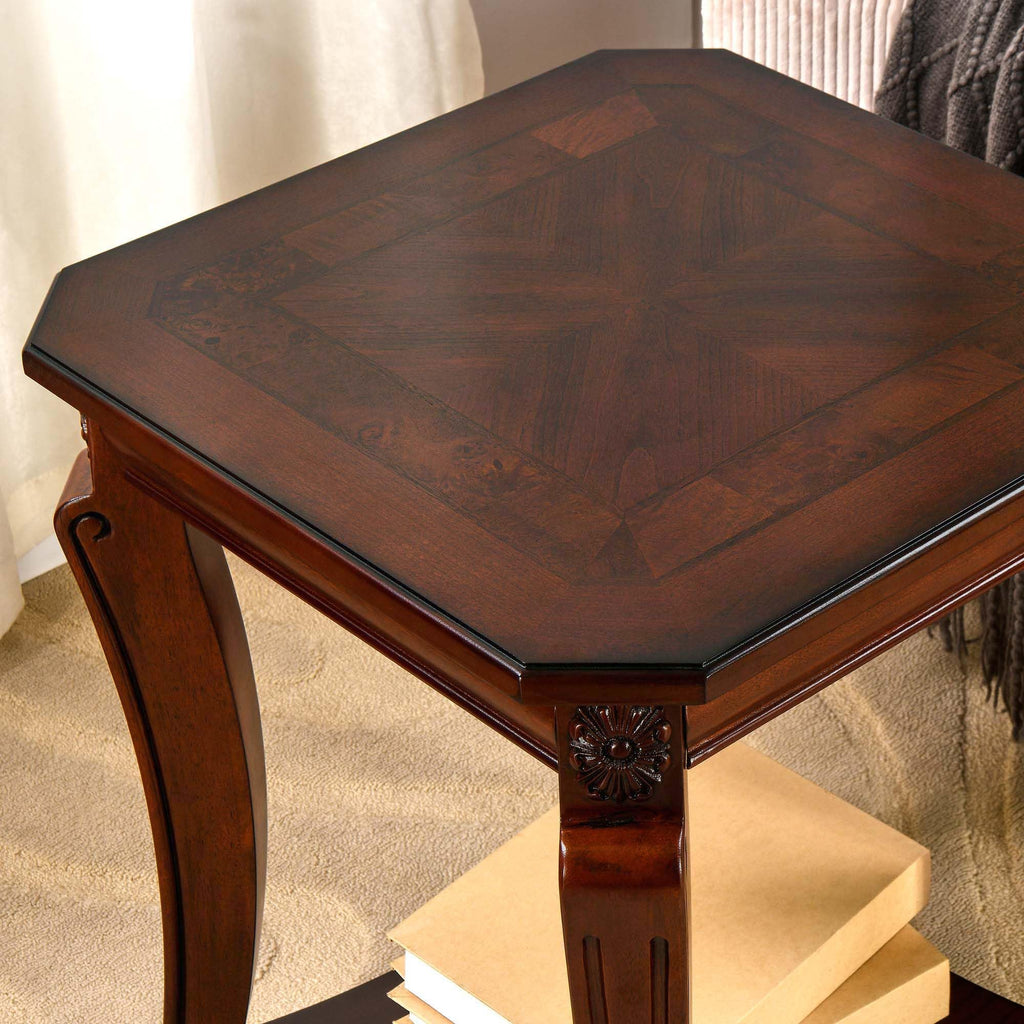 Vintage Wood End Table with Storage Shelf Z69688
