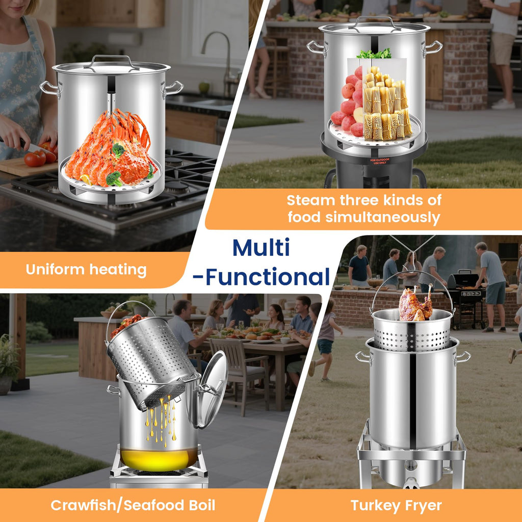 40QT Seafood Boil Pot with Propane Burner Set X825