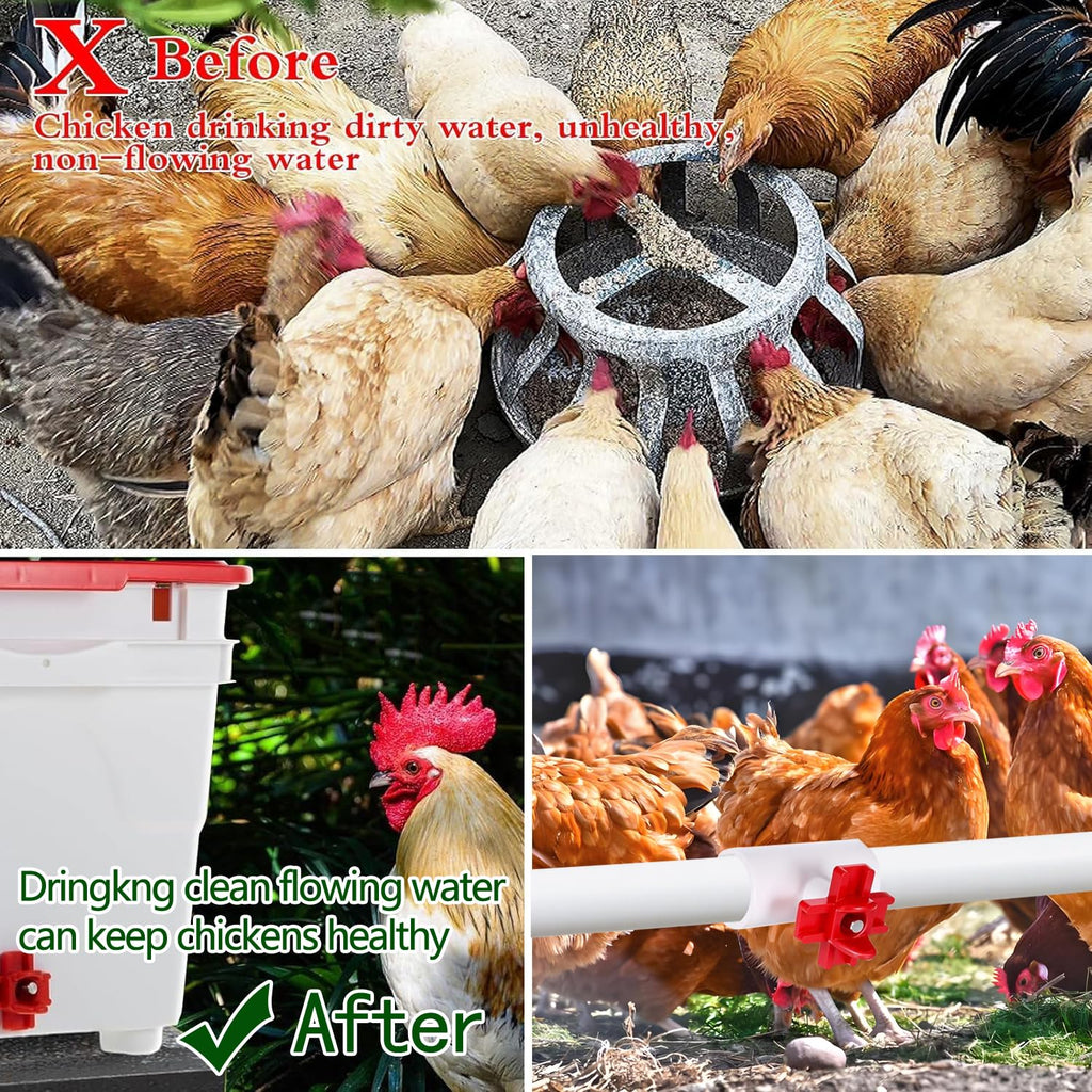 15 Pack Automatic Poultry Waterer with PVC Tee Fittings R7264
