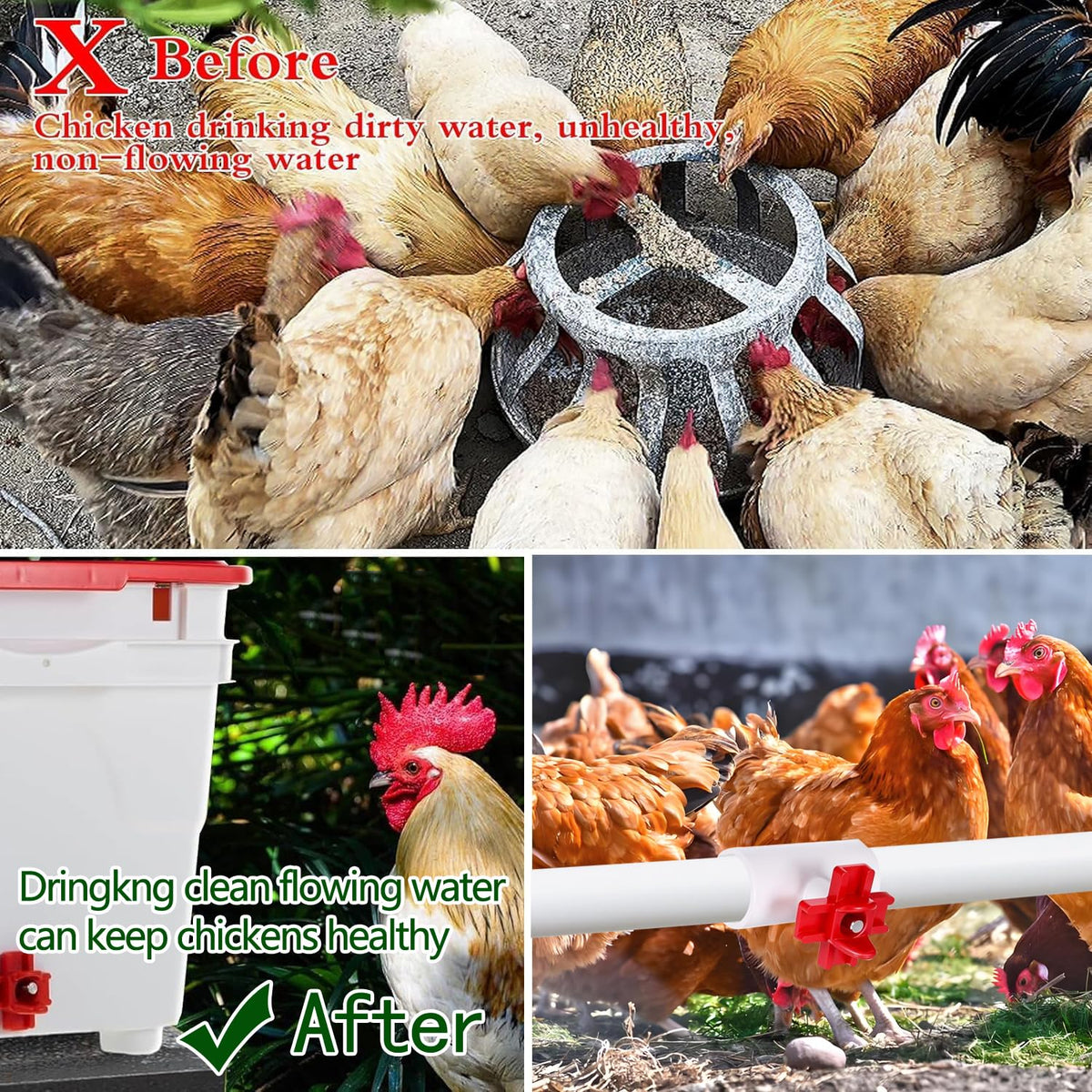 15 Pack Automatic Poultry Waterer with PVC Tee Fittings R7264