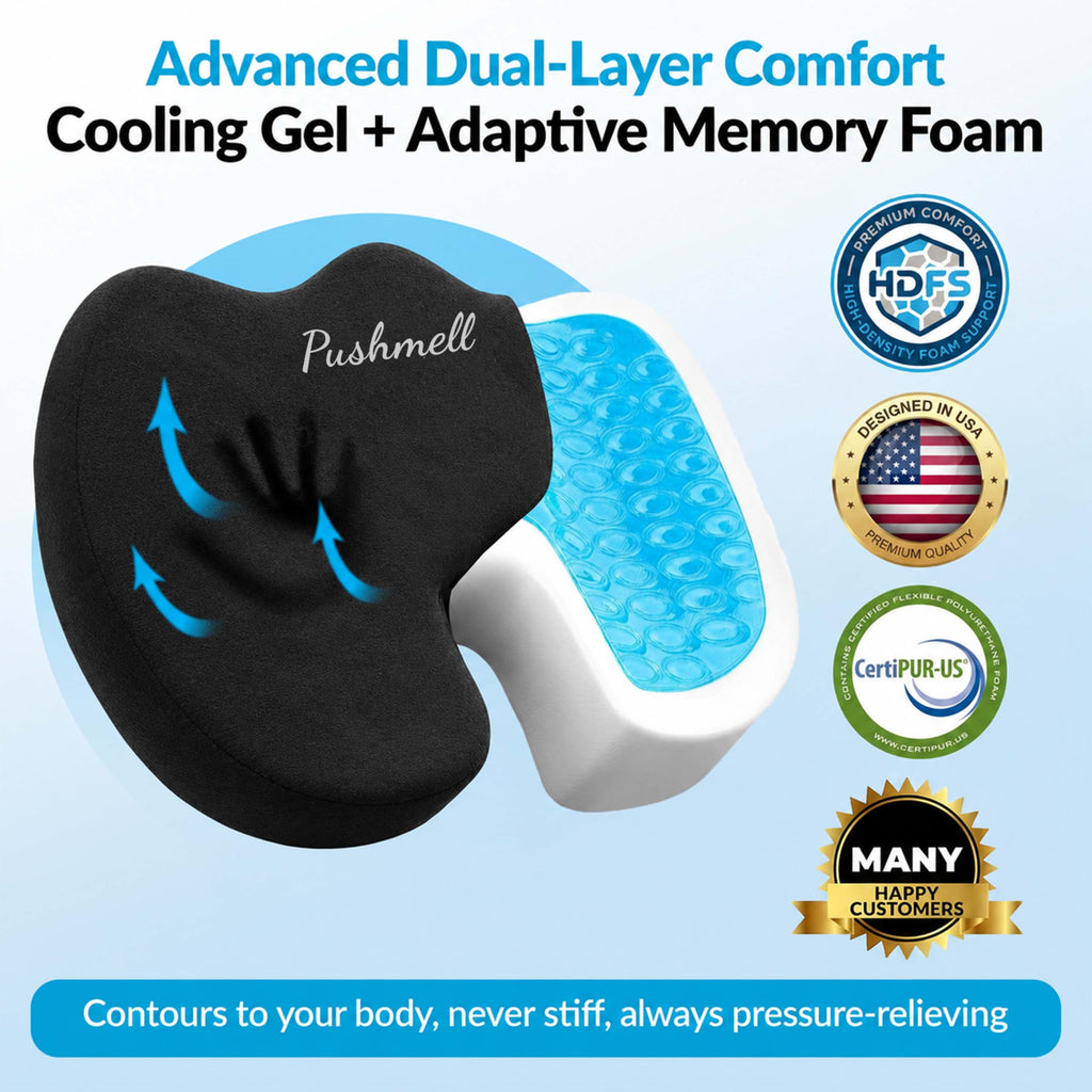 Memory Foam Gel Seat Cushion with Extra Cover V3756