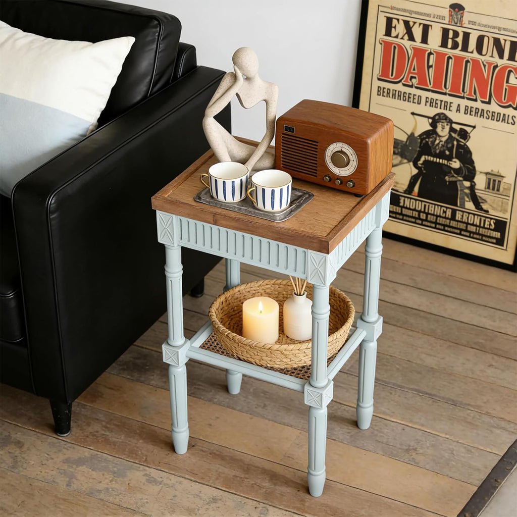 Pale Mint Blue Tray Top End Table V3194