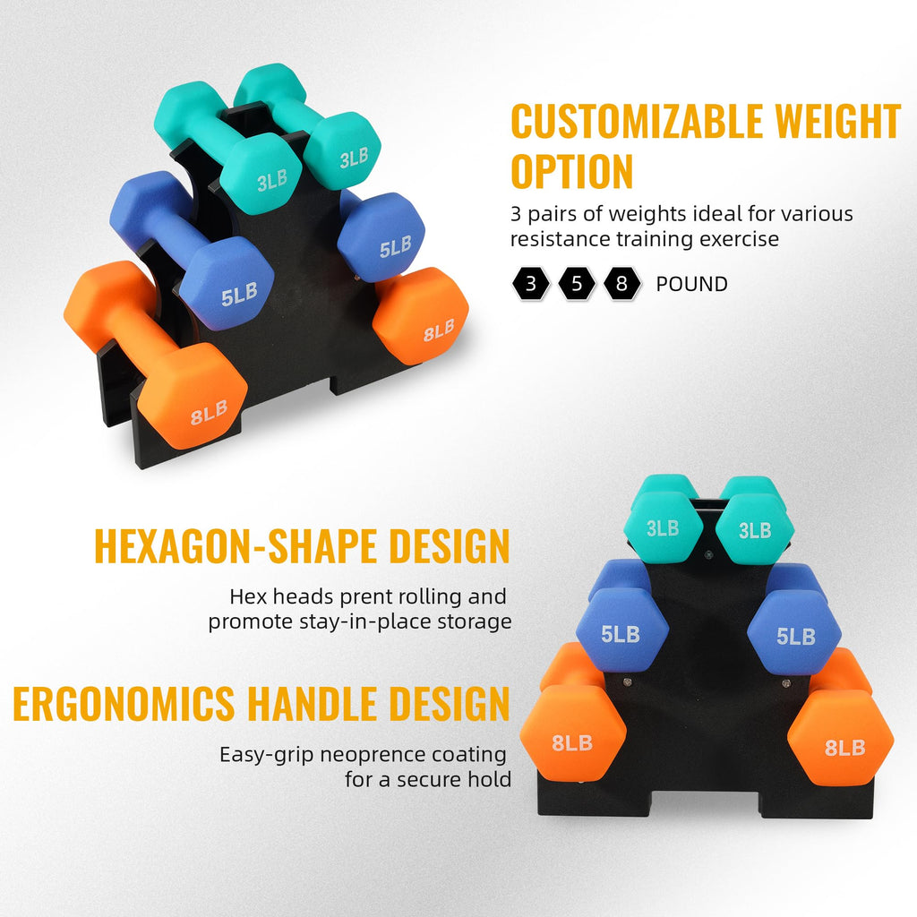 Neoprene Dumbbell Set with Rack L544