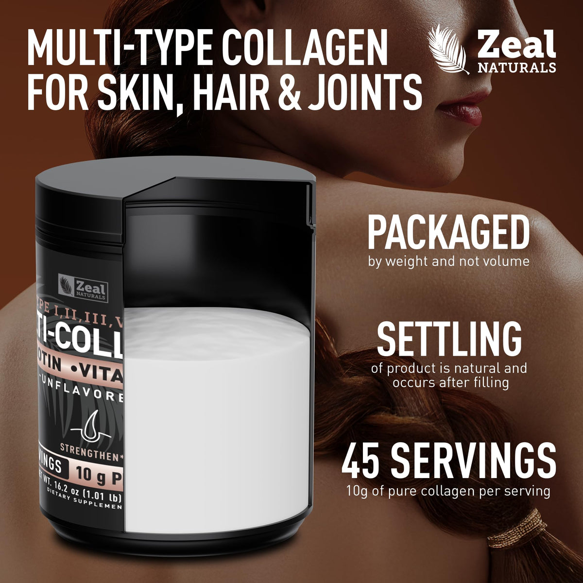 Multi Collagen Protein Peptides Powder Types I II III V X Unflavored 45 Servings N69809