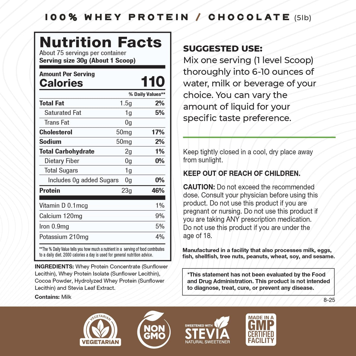 Grass Fed Whey Protein Powder Blend, Chocolate (5lb) Y2147
