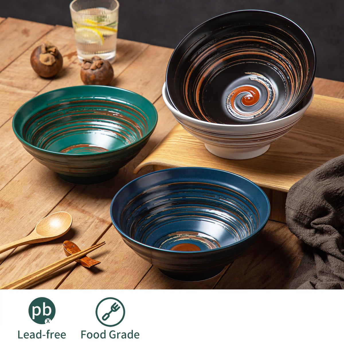 Multicolor Ceramic Ramen Bowl Set of 4 W266353