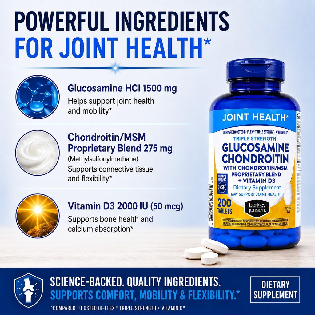 Glucosamine Chondroitin MSM D3 Joint Supplement Tablets 200 Count R89368