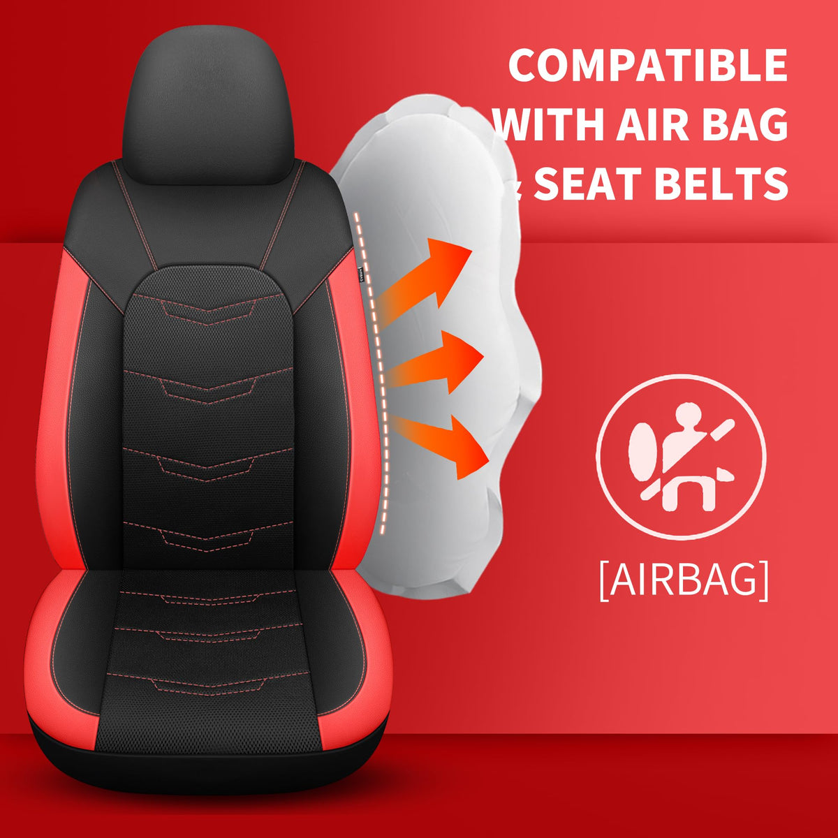 Car Seat Cover Black Red J79582