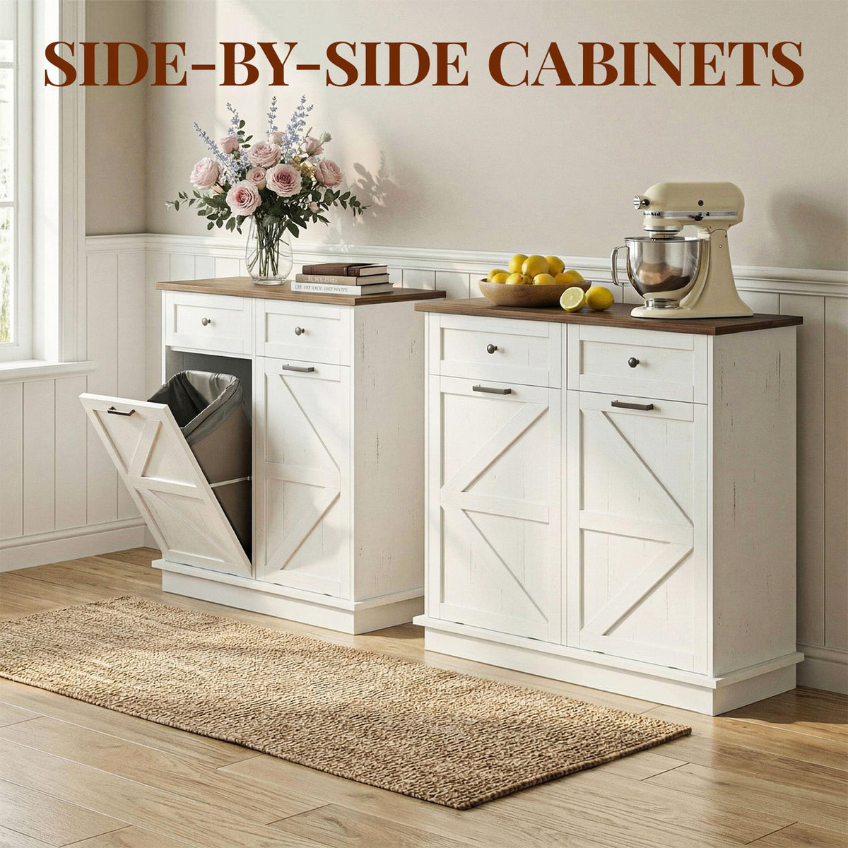 10 Gallon Double Tilt Out Trash Can Cabinet D147