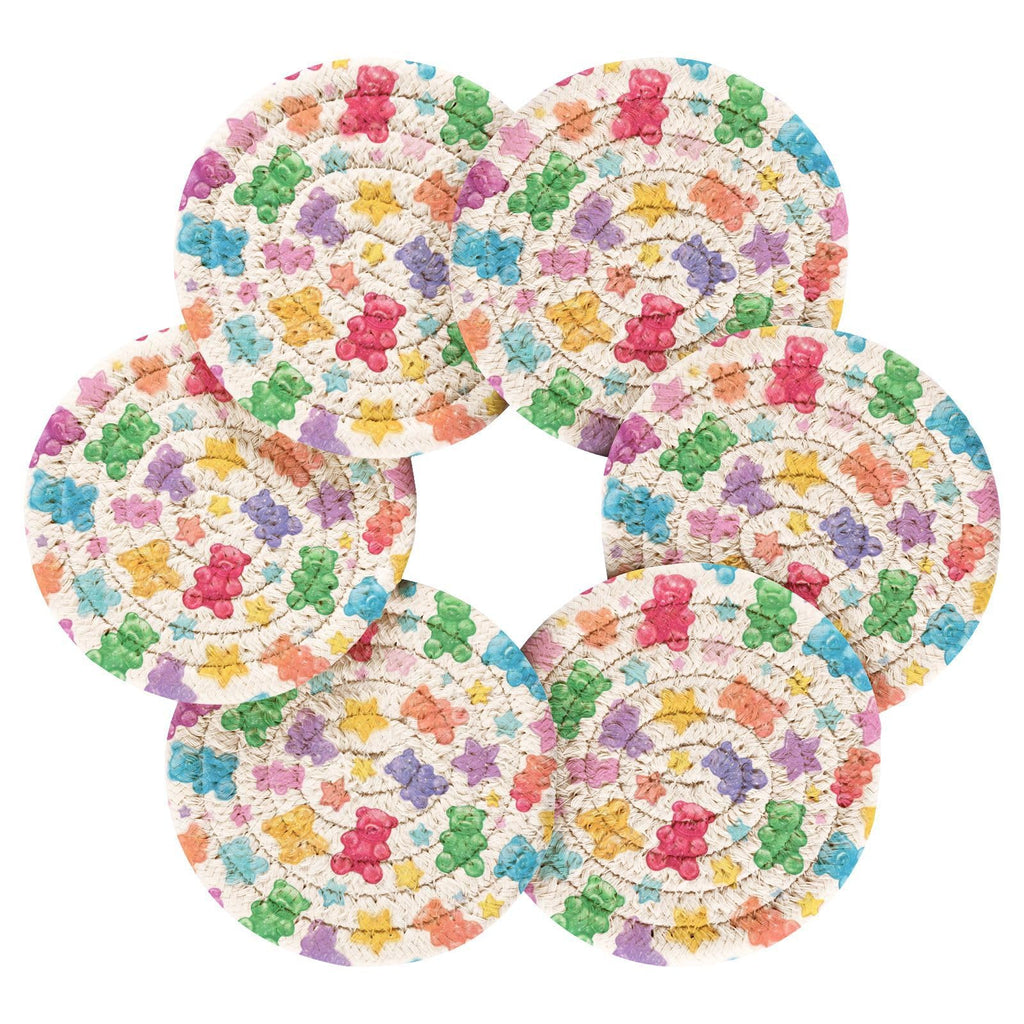 Coasters Set of 6 Colorful Gummy Bears Stars I32143