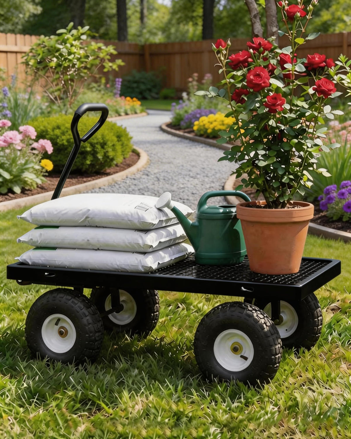 800LBS Heavy Duty Steel Garden Cart with Removable Mesh Sides B18826