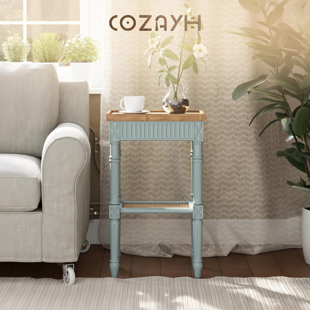 Pale Mint Blue Tray Top End Table V3194