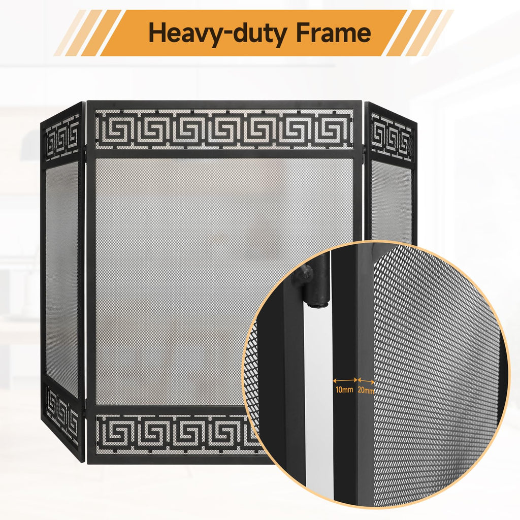50"x32" 3 Panel Steel Fireplace Screen B49797
