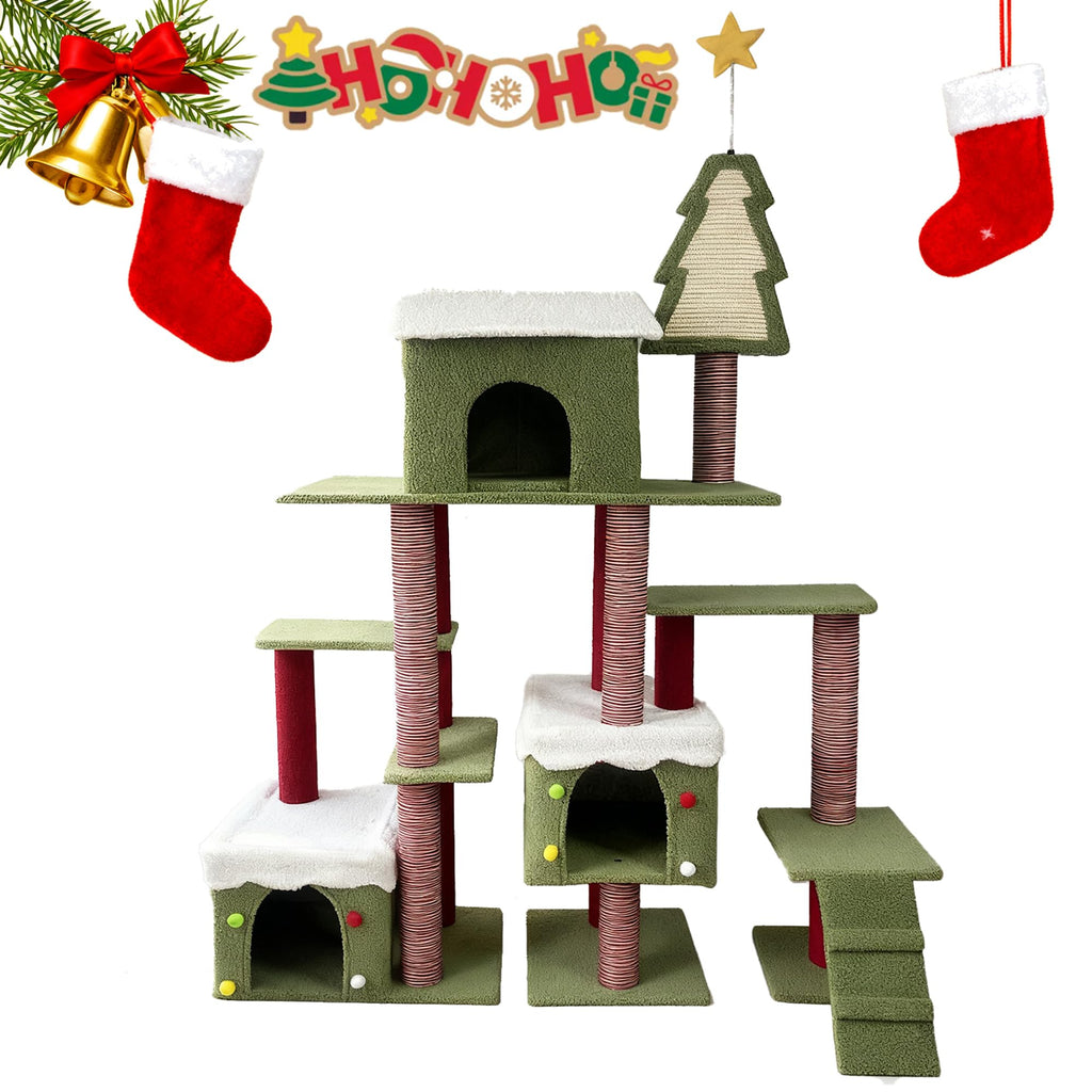 70 Inch Tall Multi Level Cat Tree with 2 Condos M3973