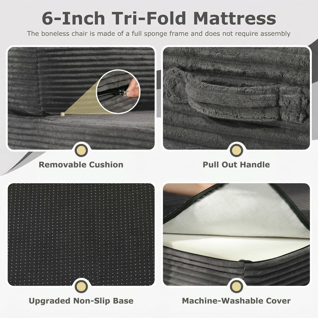 6 inch Tri-Folding Full Size Grey Mattress R627559
