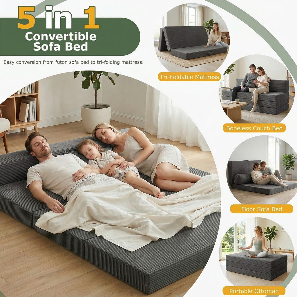6 inch Tri-Folding Full Size Grey Mattress R627559