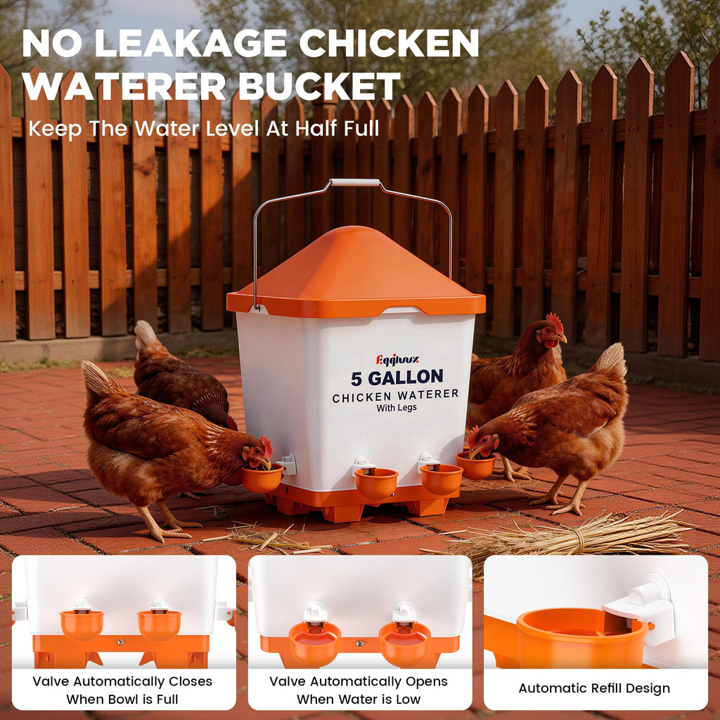 5 Gallons Chicken Waterer Bucket with Cups and Adjustable Legs G8821